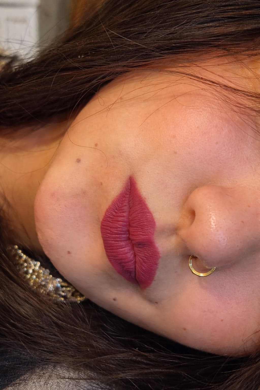 Close-up portrait lips AI image prompt